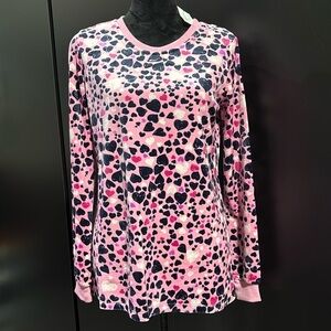 Vera Bradley Pajama long sleeve top,LOVE pattern,velvet feel,rib knit cuff.neck